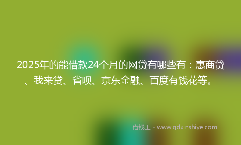 2025年的能借款24个月的网贷有哪些有：惠商贷、我来贷、省呗、京东金融、百度有钱花等。