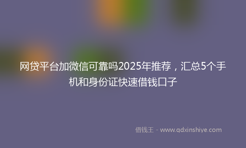 网贷平台加微信可靠吗2025年推荐，汇总5个手机和身份证快速借钱口子