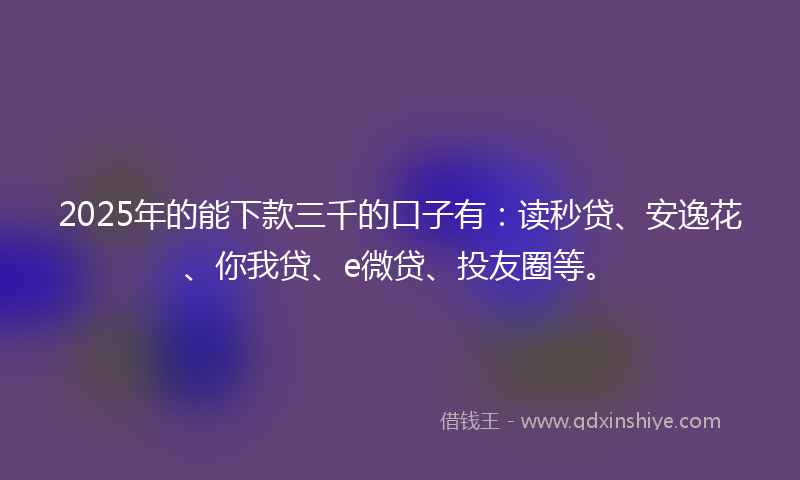 2025年的能下款三千的口子有：读秒贷、安逸花、你我贷、e微贷、投友圈等。