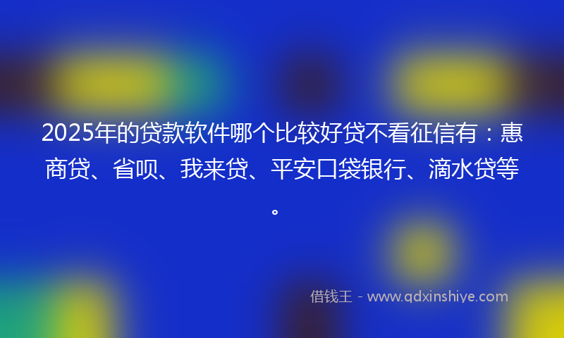 2025年的贷款软件哪个比较好贷不看征信有：惠商贷、省呗、我来贷、平安口袋银行、滴水贷等。