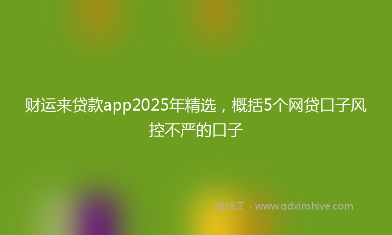 财运来贷款app2025年精选，概括5个网贷口子风控不严的口子