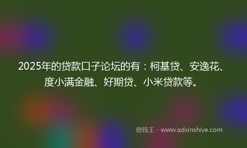 2025年的贷款口子论坛的有：柯基贷、安逸花、度小满金融、好期贷、小米贷款等。
