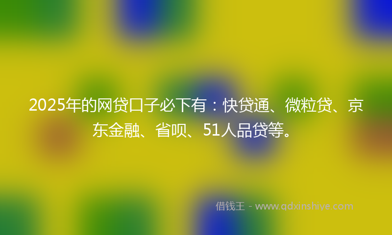 2025年的网贷口子必下有：快贷通、微粒贷、京东金融、省呗、51人品贷等。