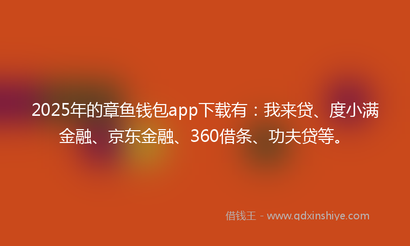 2025年的章鱼钱包app下载有：我来贷、度小满金融、京东金融、360借条、功夫贷等。