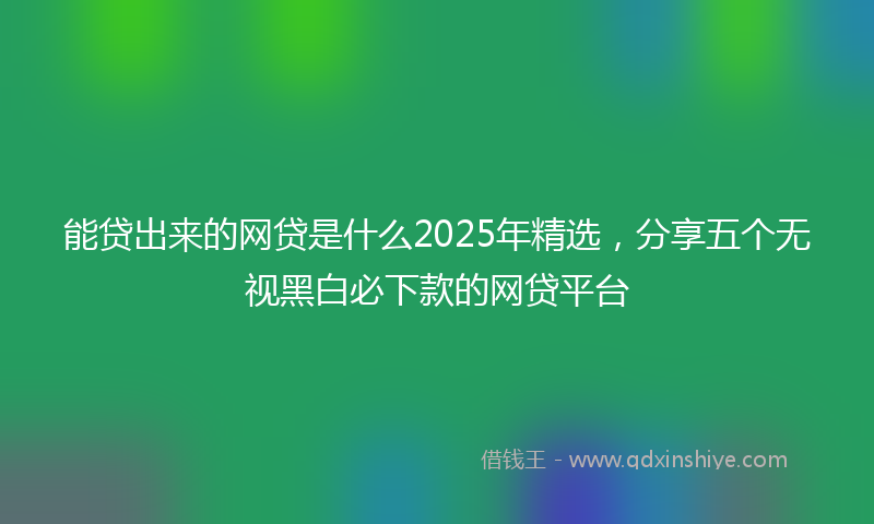 能贷出来的网贷是什么2025年精选，分享五个无视黑白必下款的网贷平台