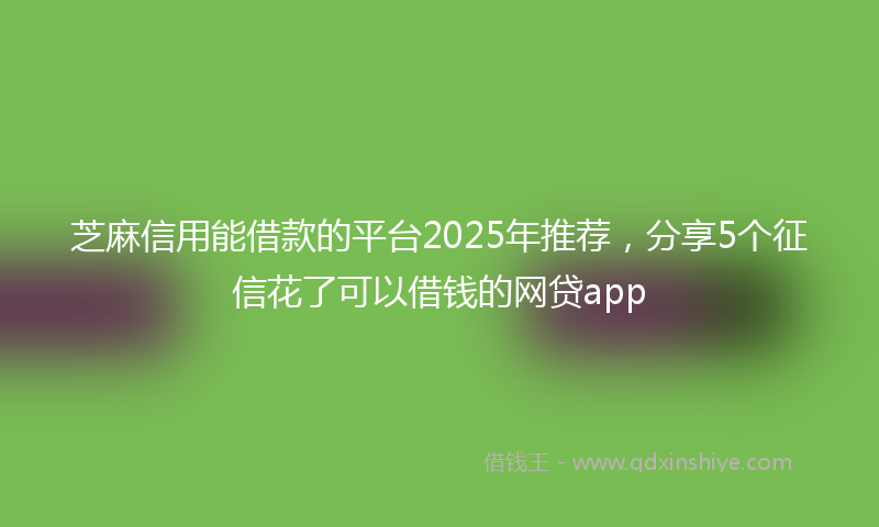 芝麻信用能借款的平台2025年推荐，分享5个征信花了可以借钱的网贷app