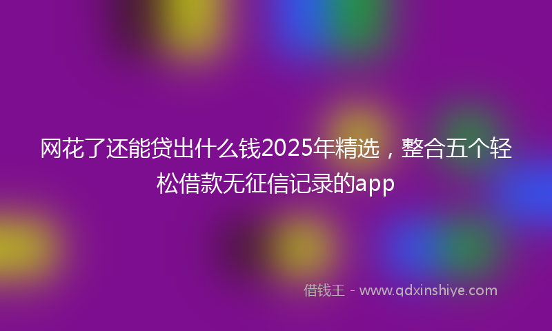 网花了还能贷出什么钱2025年精选，整合五个轻松借款无征信记录的app