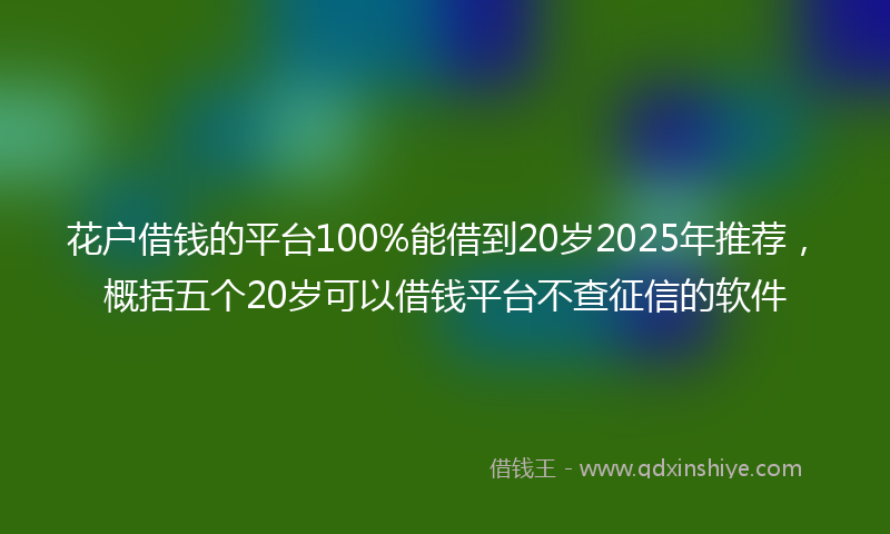 花户借钱的平台100%能借到20岁2025年推荐，概括五个20岁可以借钱平台不查征信的软件