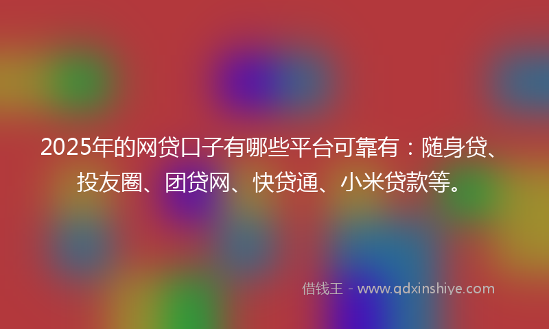 2025年的网贷口子有哪些平台可靠有：随身贷、投友圈、团贷网、快贷通、小米贷款等。