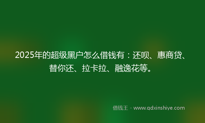 2025年的超级黑户怎么借钱有：还呗、惠商贷、替你还、拉卡拉、融逸花等。