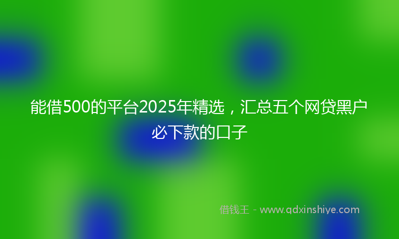 能借500的平台2025年精选，汇总五个网贷黑户必下款的口子