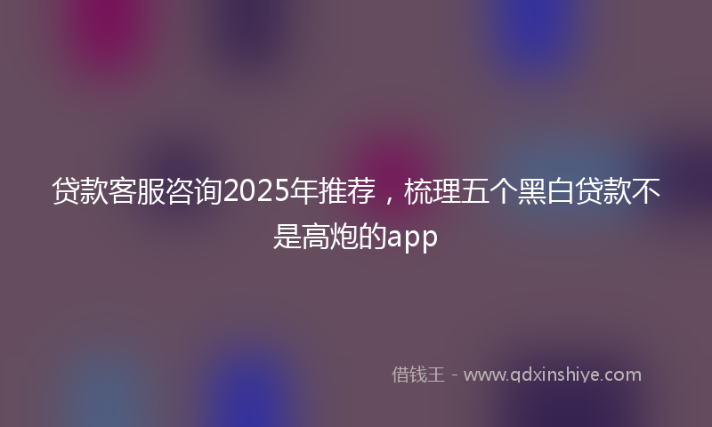 贷款客服咨询2025年推荐，梳理五个黑白贷款不是高炮的app