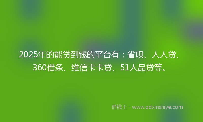 2025年的能贷到钱的平台有：省呗、人人贷、360借条、维信卡卡贷、51人品贷等。