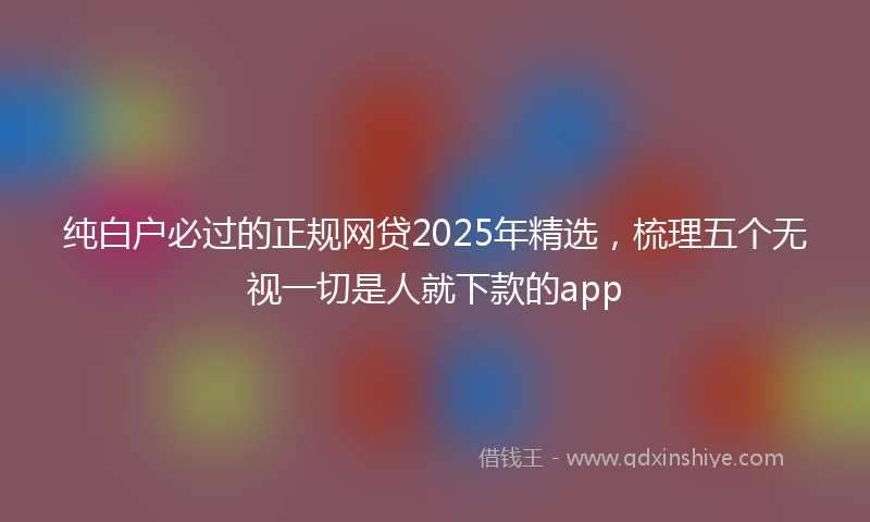 纯白户必过的正规网贷2025年精选，梳理五个无视一切是人就下款的app