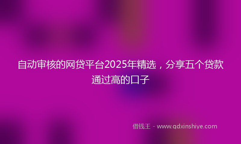 自动审核的网贷平台2025年精选，分享五个贷款通过高的口子
