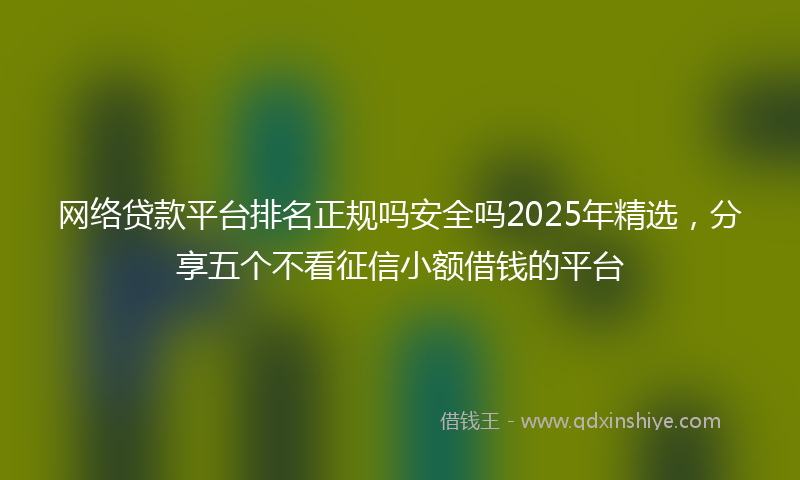 网络贷款平台排名正规吗安全吗2025年精选，分享五个不看征信小额借钱的平台