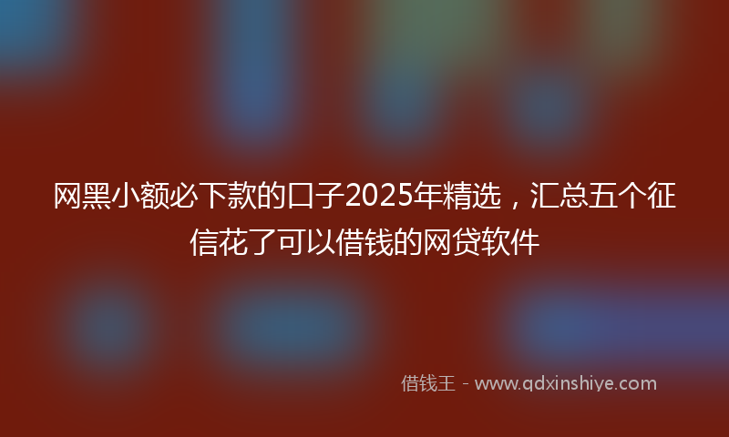 网黑小额必下款的口子2025年精选，汇总五个征信花了可以借钱的网贷软件