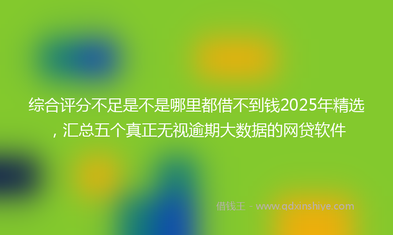 综合评分不足是不是哪里都借不到钱2025年精选，汇总五个真正无视逾期大数据的网贷软件