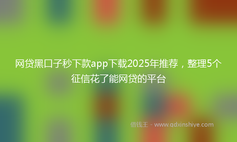 网贷黑口子秒下款app下载2025年推荐，整理5个征信花了能网贷的平台