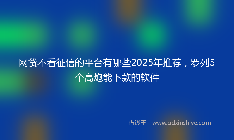 网贷不看征信的平台有哪些2025年推荐，罗列5个高炮能下款的软件
