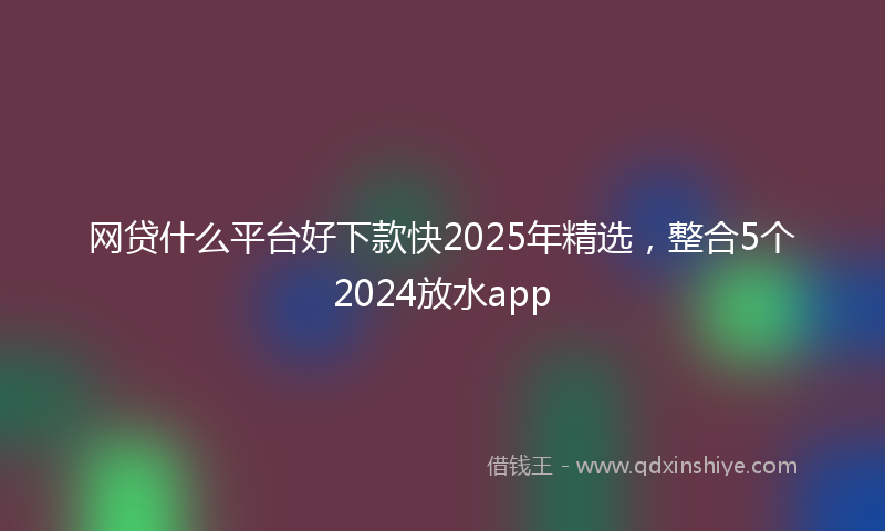 网贷什么平台好下款快2025年精选，整合5个2024放水app