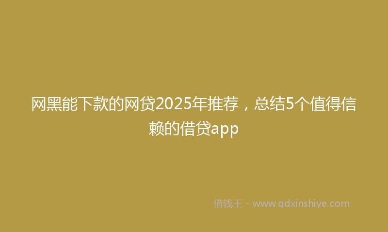 网黑能下款的网贷2025年推荐，总结5个值得信赖的借贷app