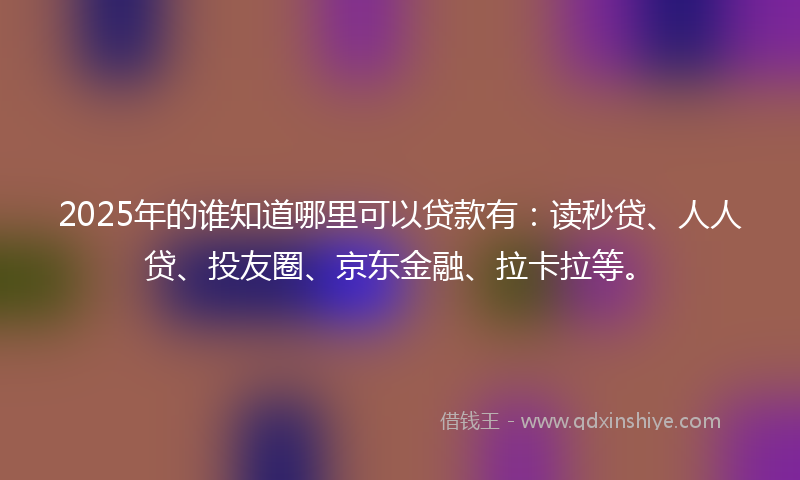2025年的谁知道哪里可以贷款有：读秒贷、人人贷、投友圈、京东金融、拉卡拉等。