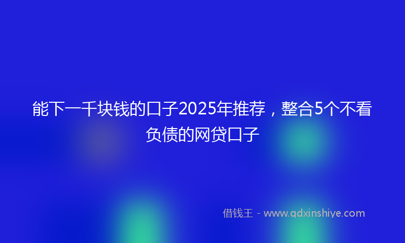 能下一千块钱的口子2025年推荐，整合5个不看负债的网贷口子