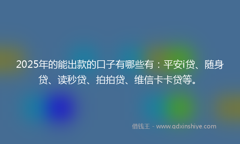 2025年的能出款的口子有哪些有：平安i贷、随身贷、读秒贷、拍拍贷、维信卡卡贷等。