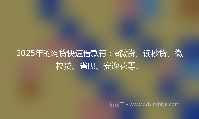 2025年的网贷快速借款有：e微贷、读秒贷、微粒贷、省呗、安逸花等。