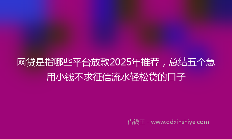 网贷是指哪些平台放款2025年推荐，总结五个急用小钱不求征信流水轻松贷的口子