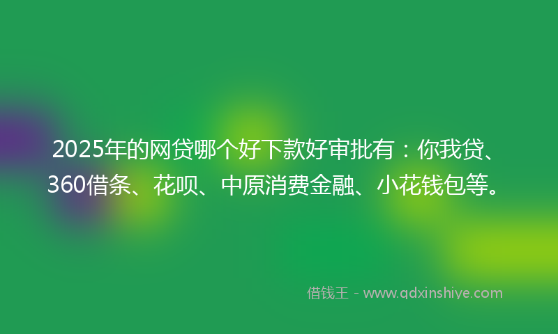 2025年的网贷哪个好下款好审批有：你我贷、360借条、花呗、中原消费金融、小花钱包等。