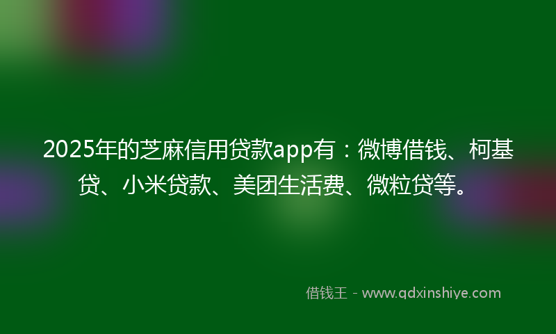 2025年的芝麻信用贷款app有：微博借钱、柯基贷、小米贷款、美团生活费、微粒贷等。