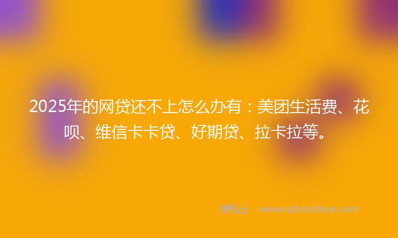 2025年的网贷还不上怎么办有：美团生活费、花呗、维信卡卡贷、好期贷、拉卡拉等。