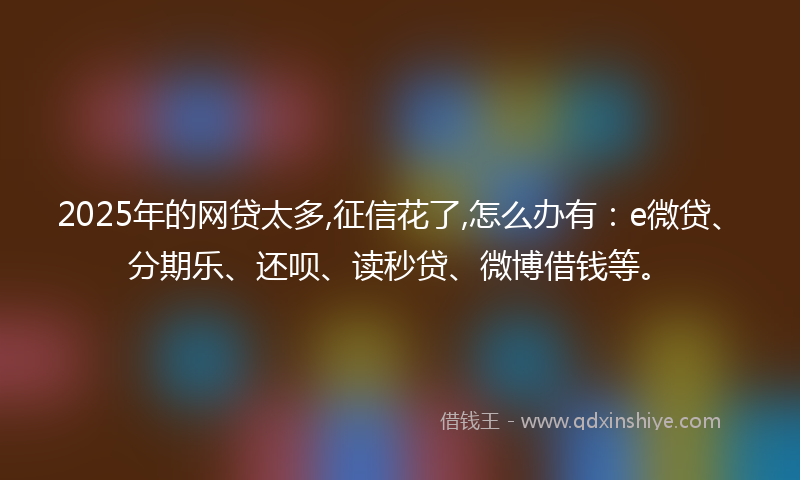 2025年的网贷太多,征信花了,怎么办有：e微贷、分期乐、还呗、读秒贷、微博借钱等。