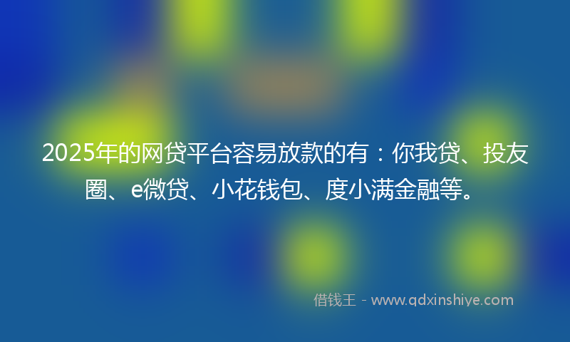 2025年的网贷平台容易放款的有：你我贷、投友圈、e微贷、小花钱包、度小满金融等。