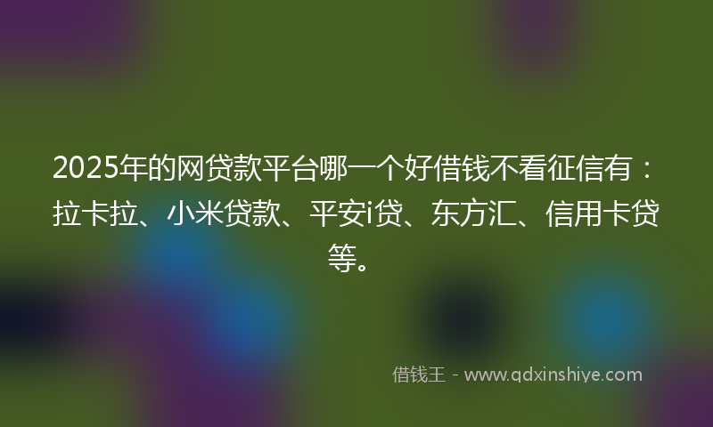 2025年的网贷款平台哪一个好借钱不看征信有：拉卡拉、小米贷款、平安i贷、东方汇、信用卡贷等。
