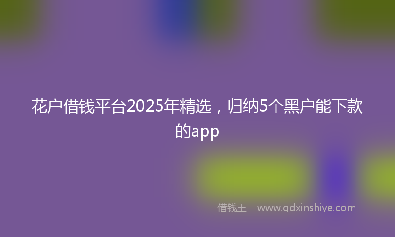 花户借钱平台2025年精选，归纳5个黑户能下款的app