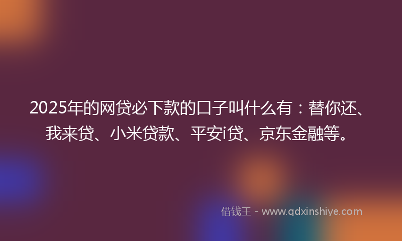 2025年的网贷必下款的口子叫什么有：替你还、我来贷、小米贷款、平安i贷、京东金融等。