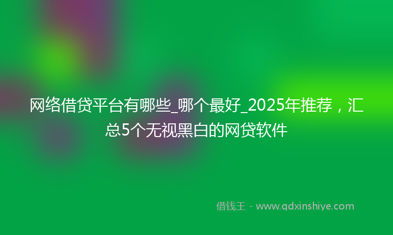 网络借贷平台有哪些_哪个最好_2025年推荐，汇总5个无视黑白的网贷软件