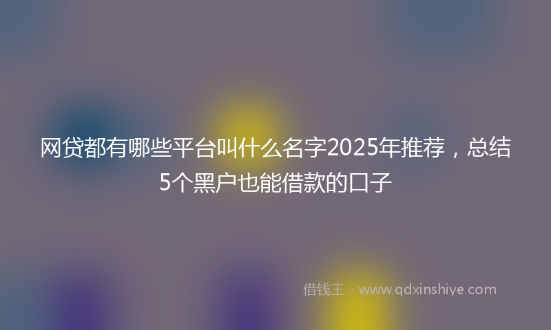 网贷都有哪些平台叫什么名字2025年推荐，总结5个黑户也能借款的口子