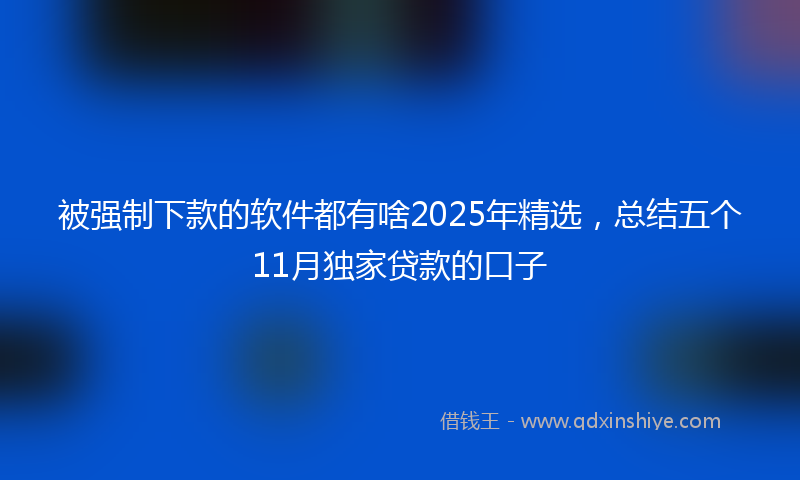 被强制下款的软件都有啥2025年精选，总结五个11月独家贷款的口子