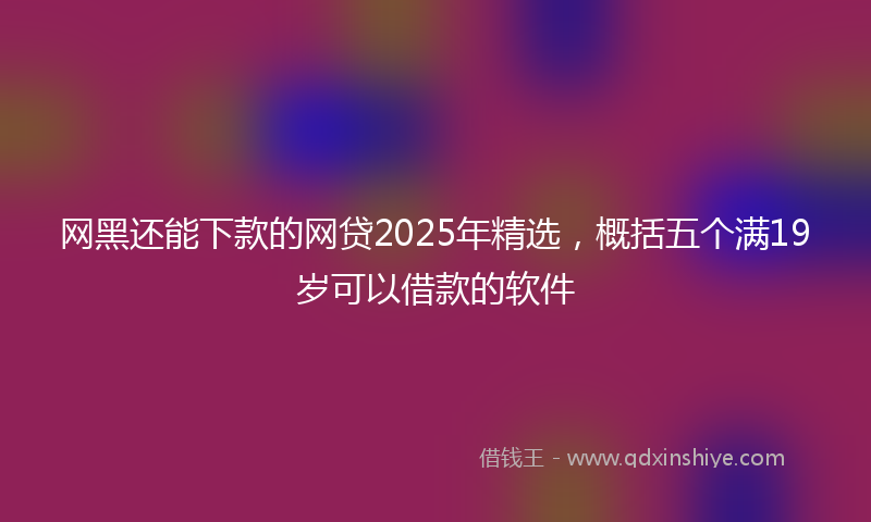网黑还能下款的网贷2025年精选，概括五个满19岁可以借款的软件