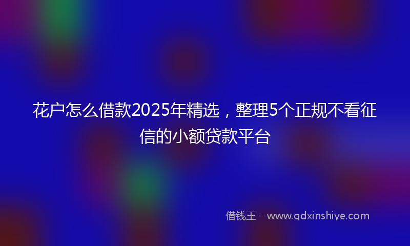 花户怎么借款2025年精选，整理5个正规不看征信的小额贷款平台