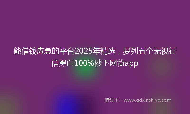 能借钱应急的平台2025年精选，罗列五个无视征信黑白100%秒下网贷app