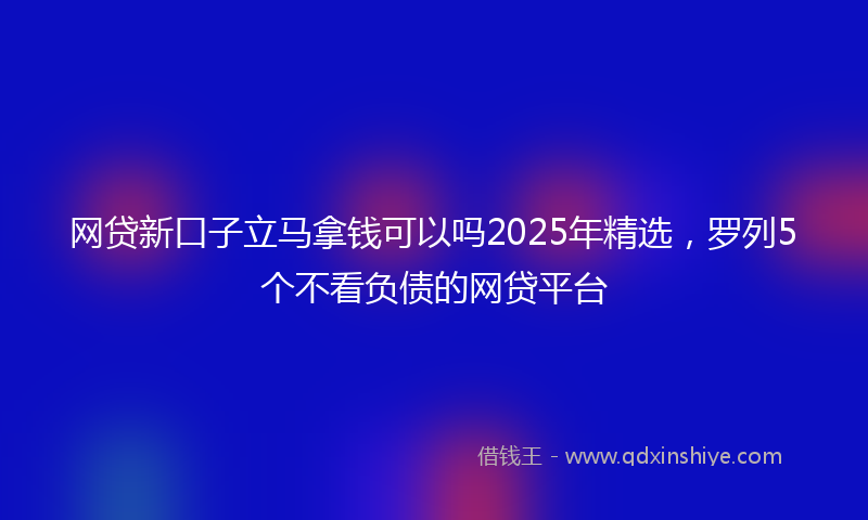 网贷新口子立马拿钱可以吗2025年精选，罗列5个不看负债的网贷平台