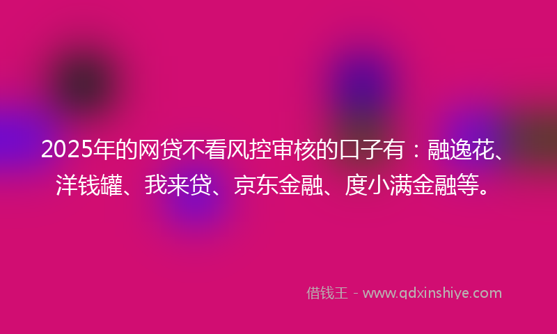 2025年的网贷不看风控审核的口子有：融逸花、洋钱罐、我来贷、京东金融、度小满金融等。