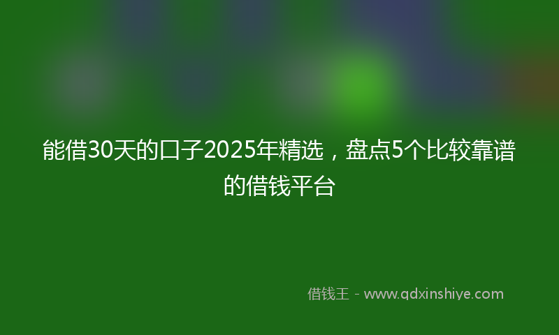 能借30天的口子2025年精选，盘点5个比较靠谱的借钱平台