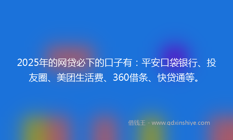 2025年的网贷必下的口子有：平安口袋银行、投友圈、美团生活费、360借条、快贷通等。