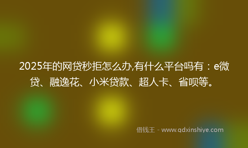 2025年的网贷秒拒怎么办,有什么平台吗有：e微贷、融逸花、小米贷款、超人卡、省呗等。
